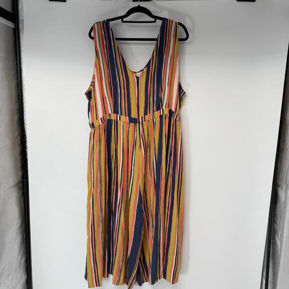 ModCloth Unbridled Enthusiasm Wide-Leg Jumpsuit Women's Size 4X Multi Cropped - Picture 3 of 11